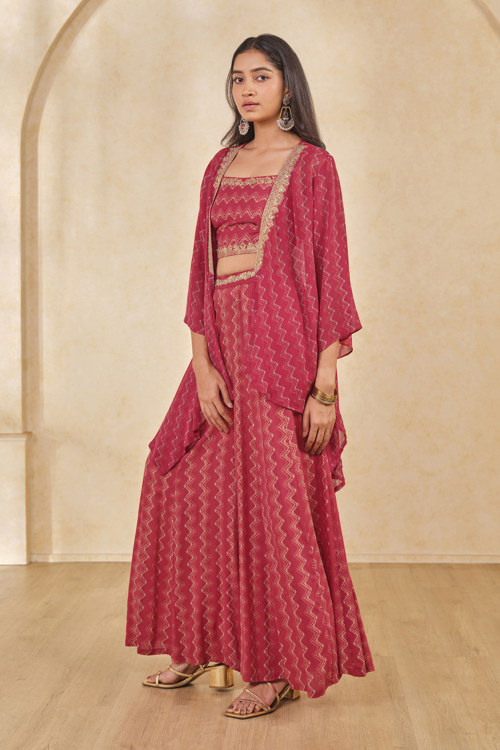 Bijlee Co-ord Set, Red, image 3